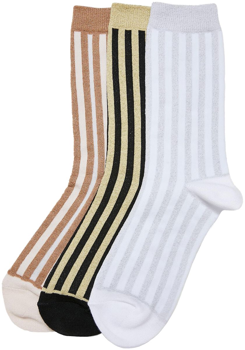 Urban Classics Three-pack of Lurex stripe socks Socks black white