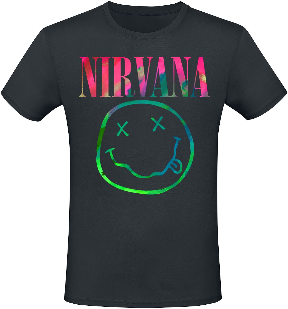 Nirvana T-Shirt - Smiley Rainbow - M bis XXL - für Männer - Größe XL - schwarz  - Lizenziertes Merchandise!