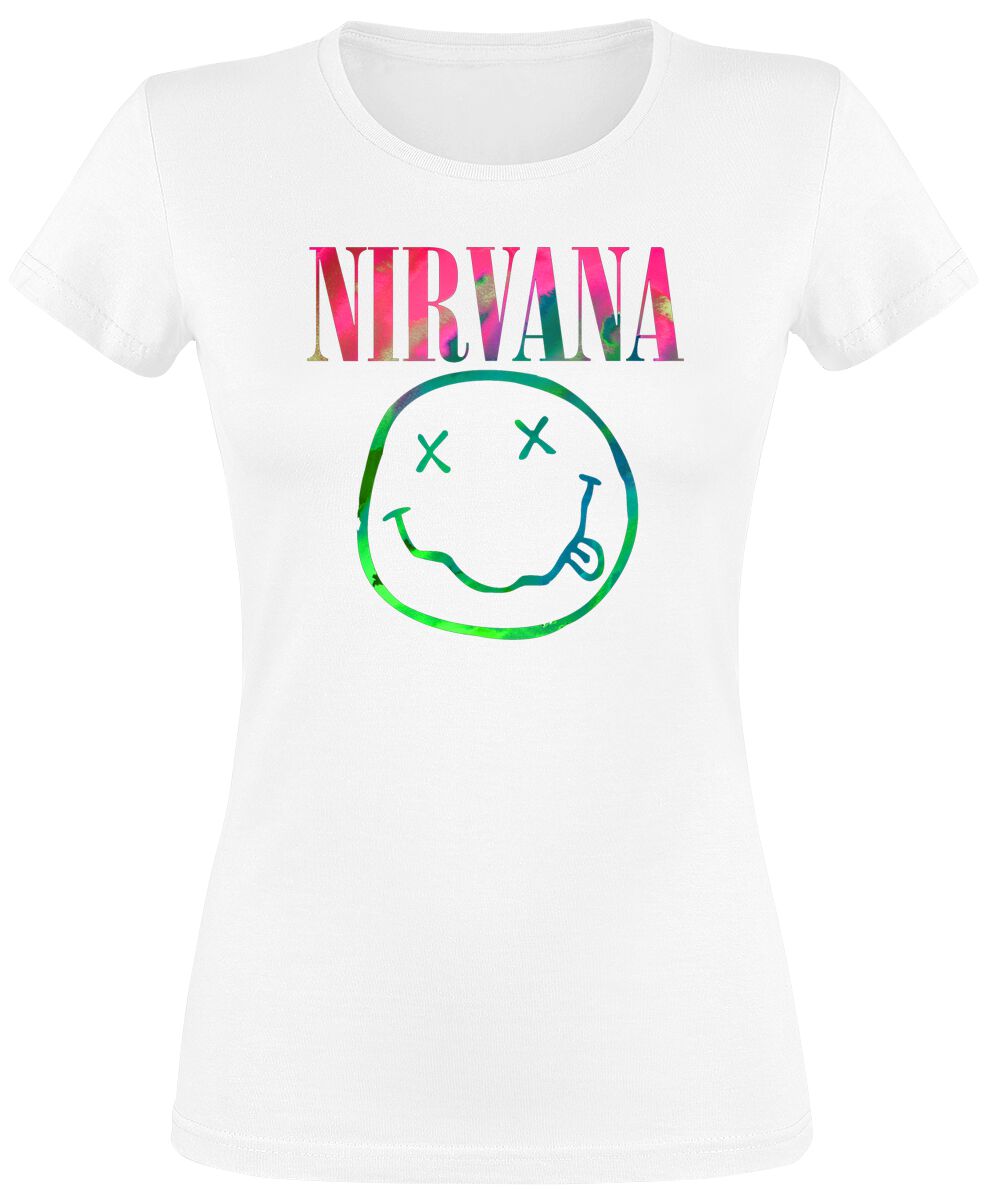 T-Shirt Manches courtes de Nirvana - Smiley Rainbow - S à XXL - pour Femme - blanc