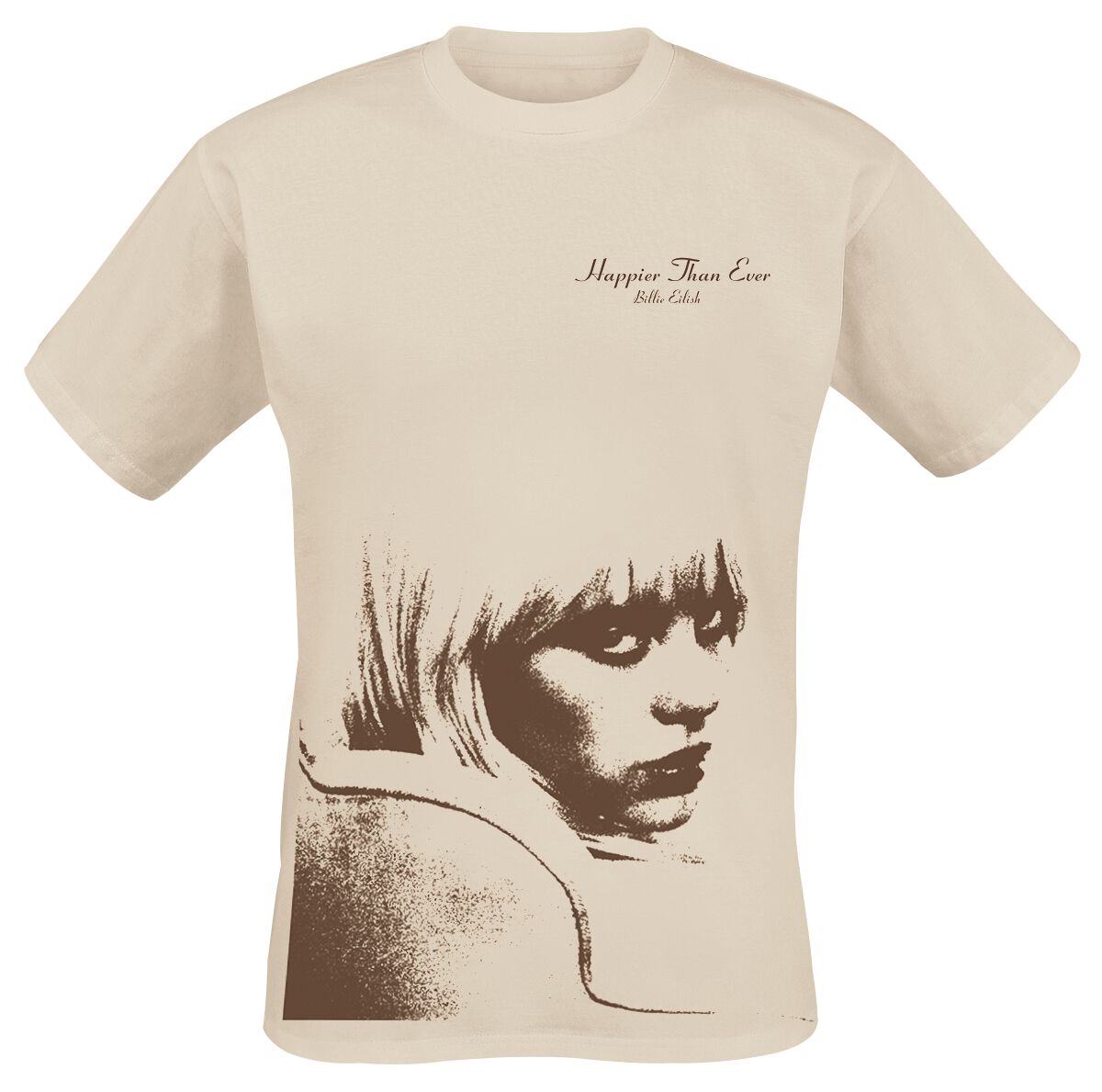 T-Shirt Manches courtes de Billie Eilish - Happier Than Ever - S à XXL - pour Homme - beige
