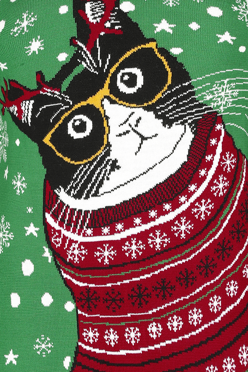 Ugly Christmas Sweater Merry Christmas Cat Weihnachtspullover multicolor