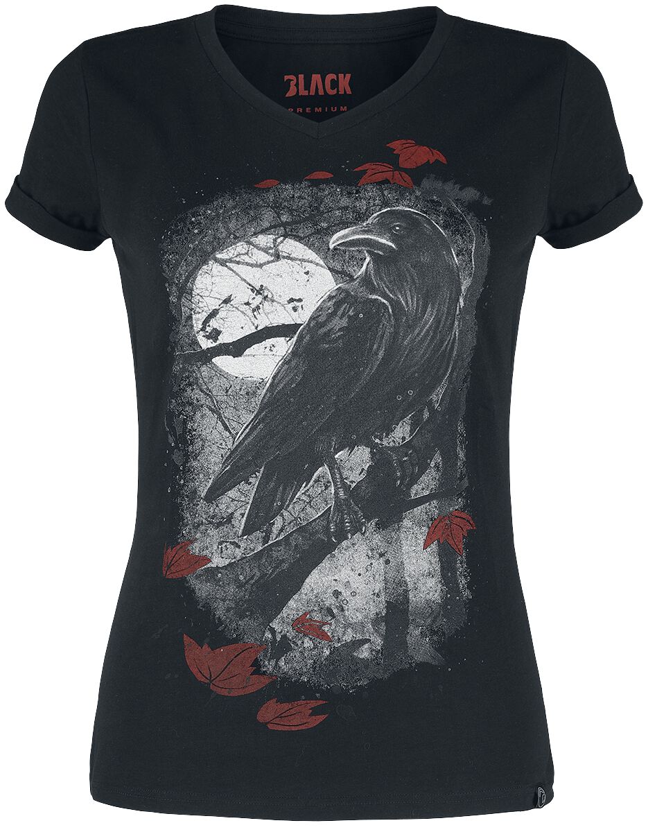 Image of T-Shirt di Black Premium by EMP - T-shirt with Raven Print - XS a 5XL - Donna - nero