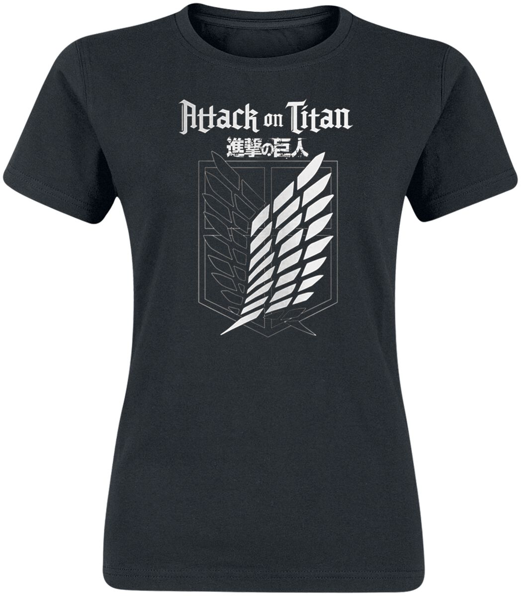 T-Shirt Manches courtes de L'Attaque Des Titans - Outlined Scout Crest - S à XXL - pour Femme - noir