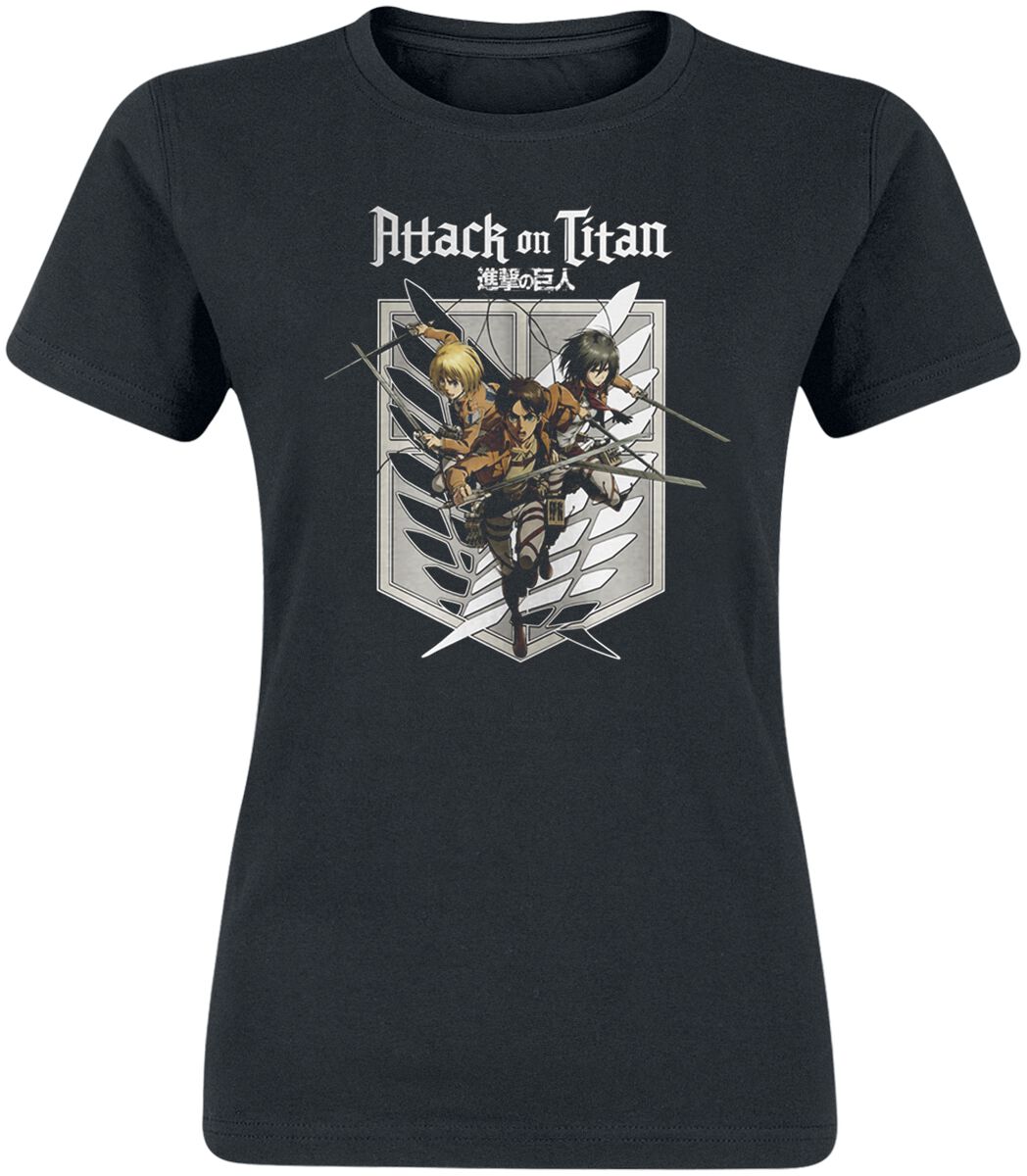 T-Shirt Manches courtes de L'Attaque Des Titans - Scout Regiment Pose - S à XXL - pour Femme - noir