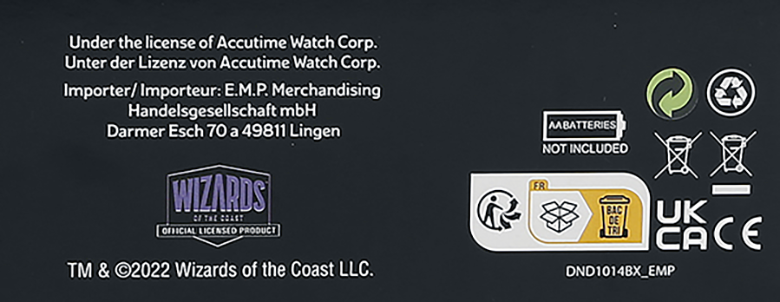 Dungeons and Dragons D20 Wanduhr multicolor