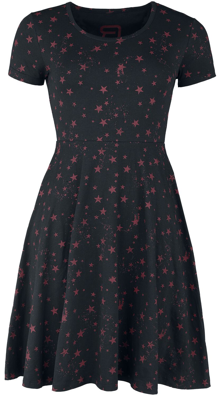 Kurzes Kleid für Damen  schwarz/rot Kleid mit Sternen Alloverprint von RED by EMP