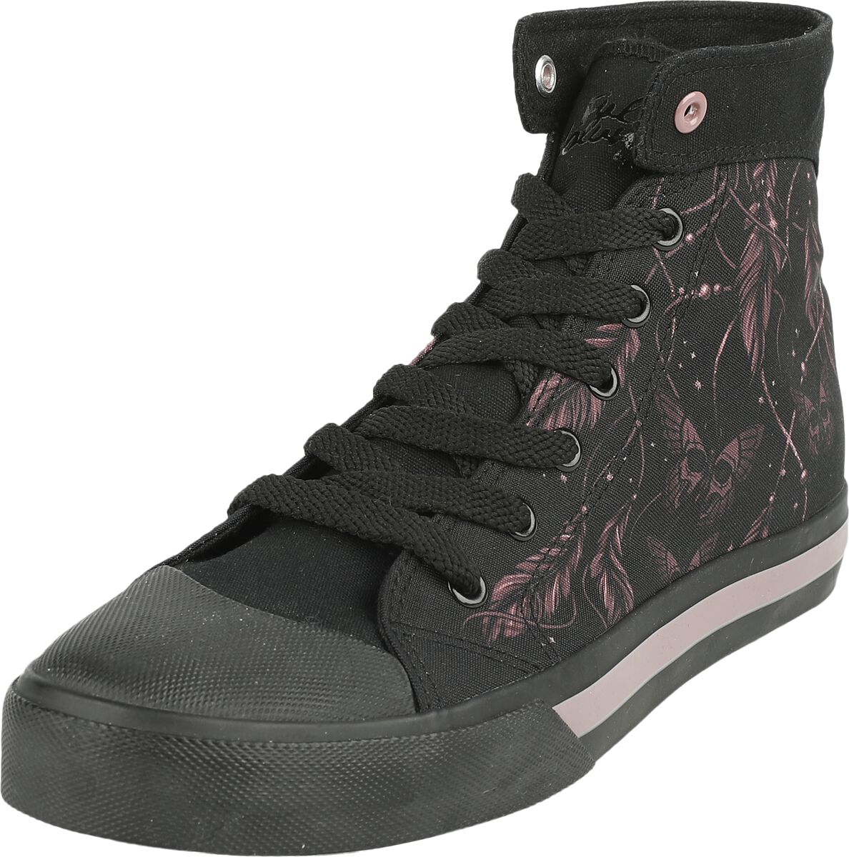 Image of Sneakers alte di Full Volume by EMP - Sneaker with Feathers and Butterflies - EU37 a EU41 - Donna - nero