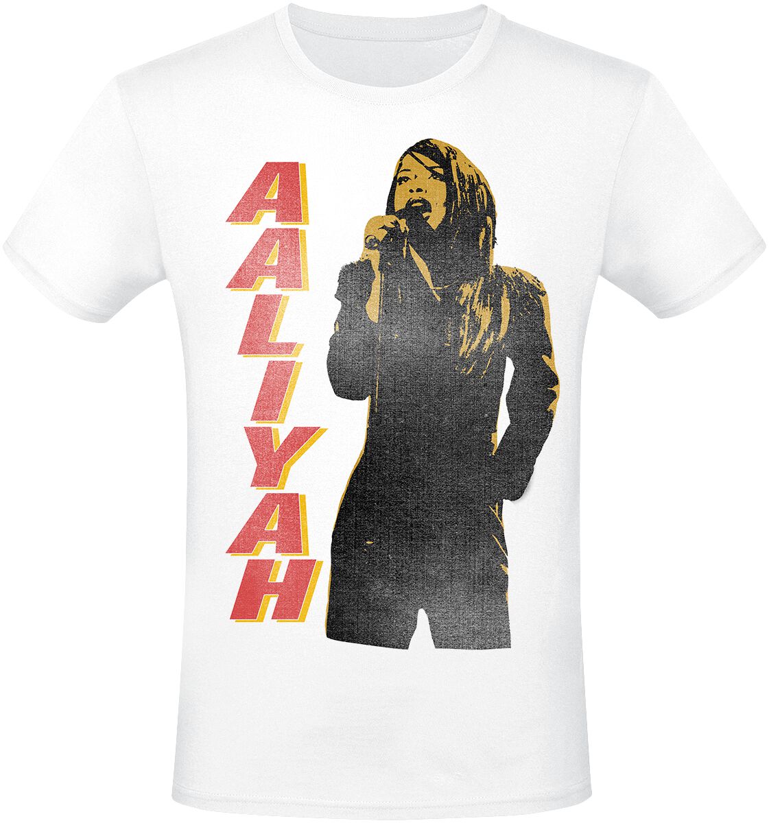 Aaliyah T-Shirt - Singing - S bis 3XL - für Männer - Größe L - weiß  - Lizenziertes Merchandise!