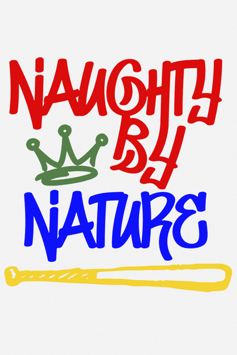 Naughty by Nature Graffiti Logo T-Shirt weiß