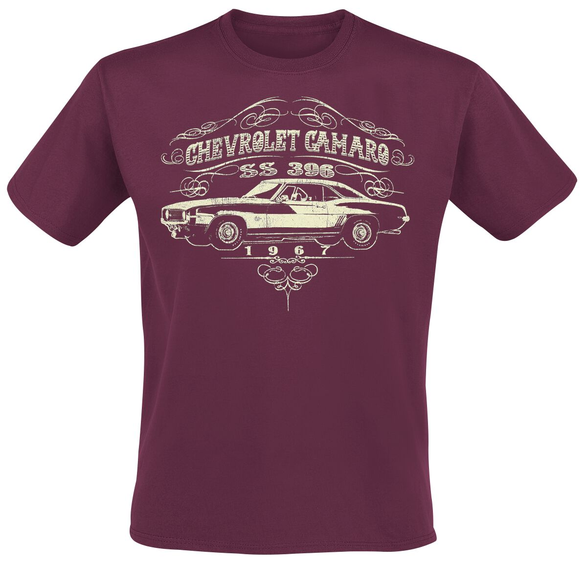 T-Shirt Manches courtes Rockabilly de General Motors - 1967 Chevrolet Camaro SS 396 - S à XXL - pour