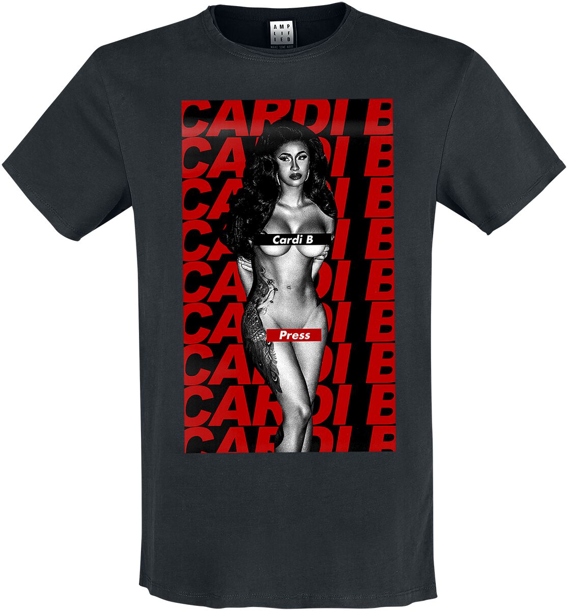 Cardi B T-Shirt - Amplified Collection - Press - S bis XXL - für Männer - Größe L - schwarz  - Lizenziertes Merchandise!