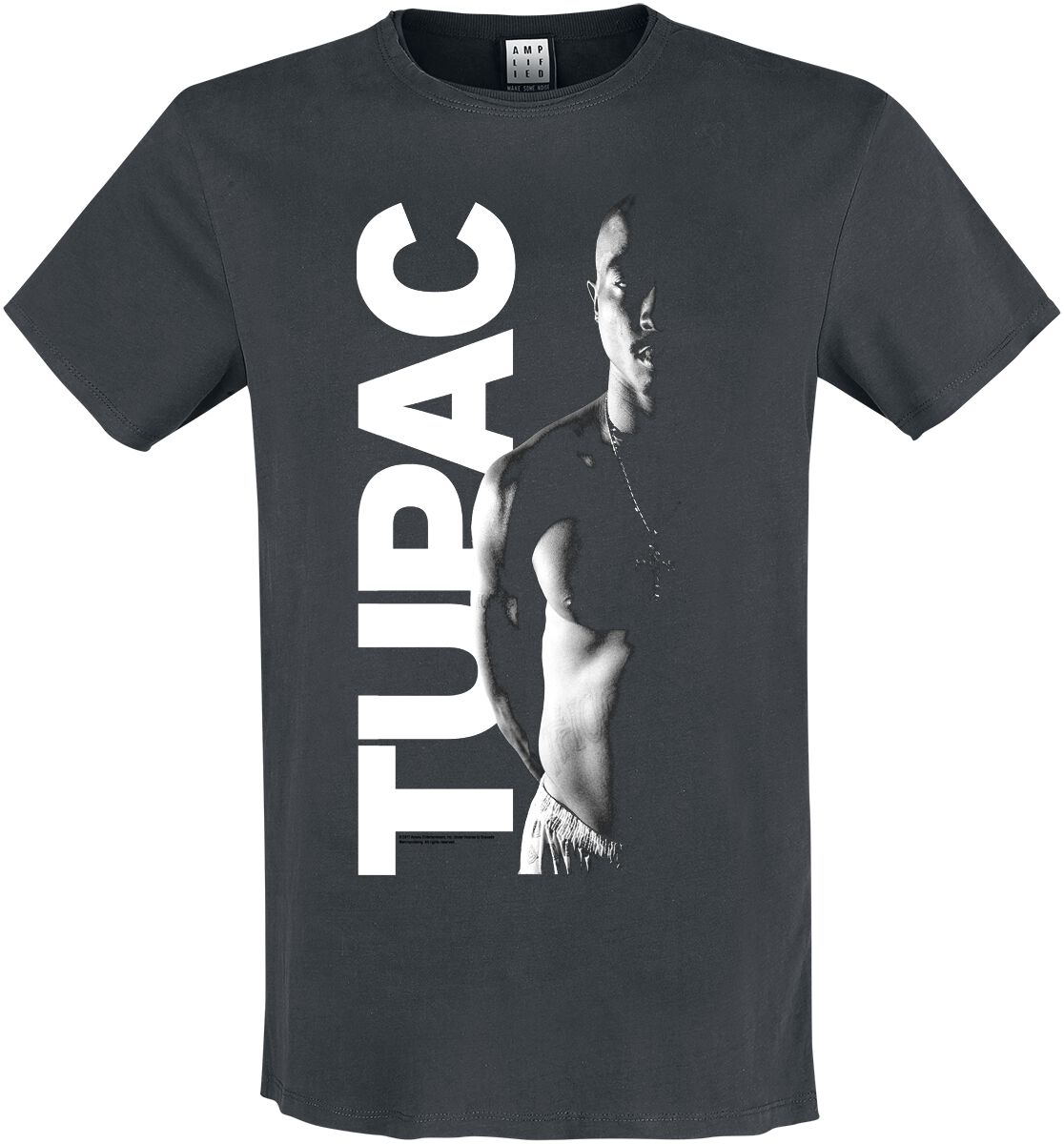 Tupac Shakur T-Shirt - Amplified Collection - Shakur - S bis 3XL - für Männer - Größe L - charcoal  - Lizenziertes Merchandise!