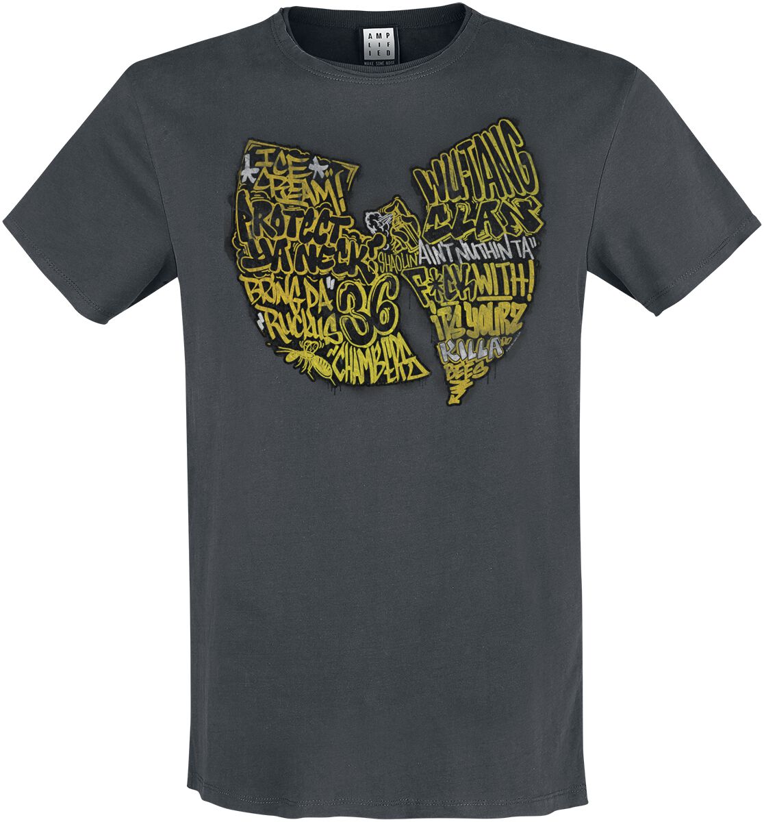Wu-Tang Clan T-Shirt - Amplified Collection - Graffiti Logo - S bis 3XL - für Männer - Größe 3XL - charcoal  - Lizenziertes Merchandise!