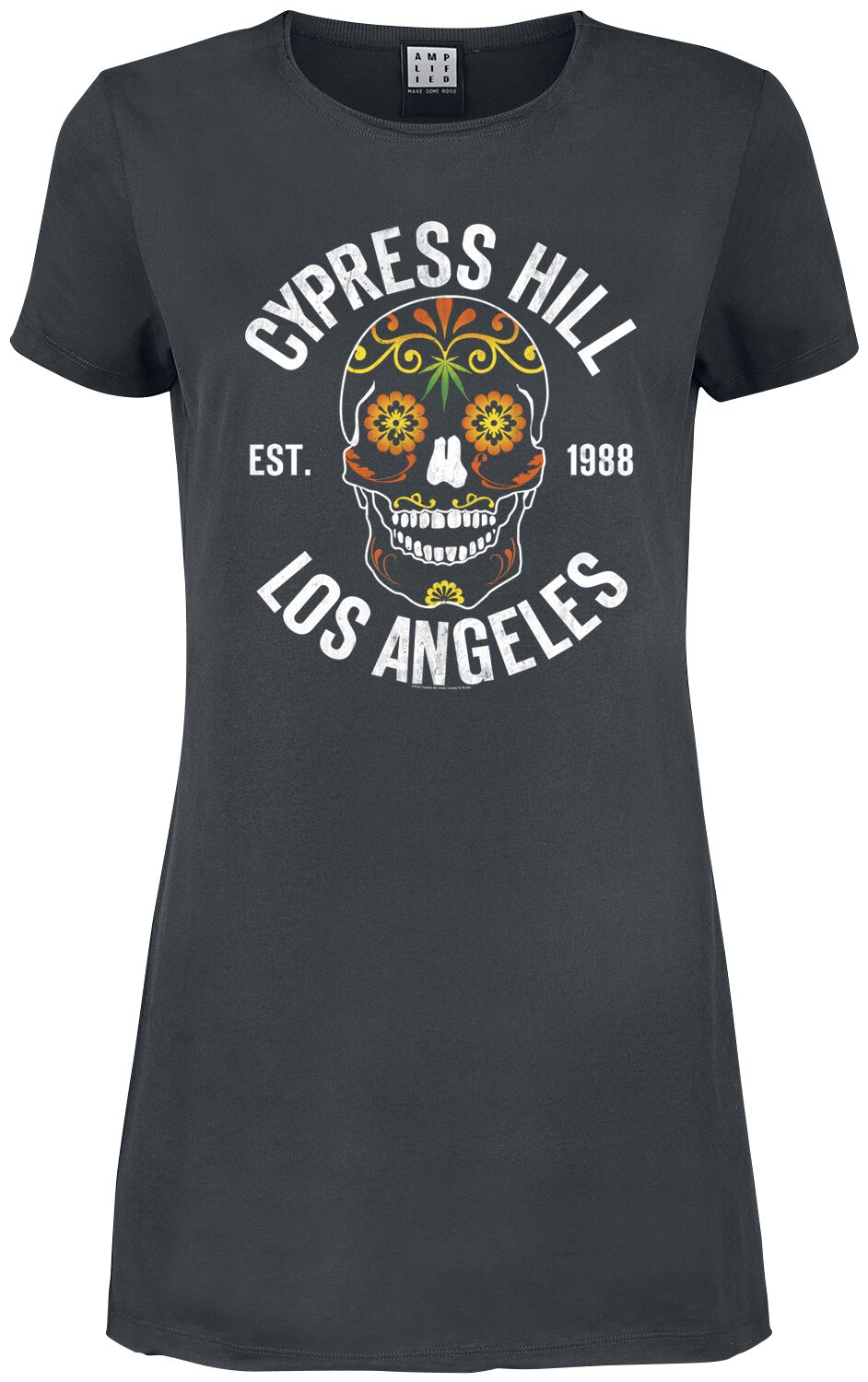 Cypress Hill Kurzes Kleid - Amplified Collection - Floral Skull - XS bis XXL - für Damen - Größe XS - charcoal  - Lizenziertes Merchandise!