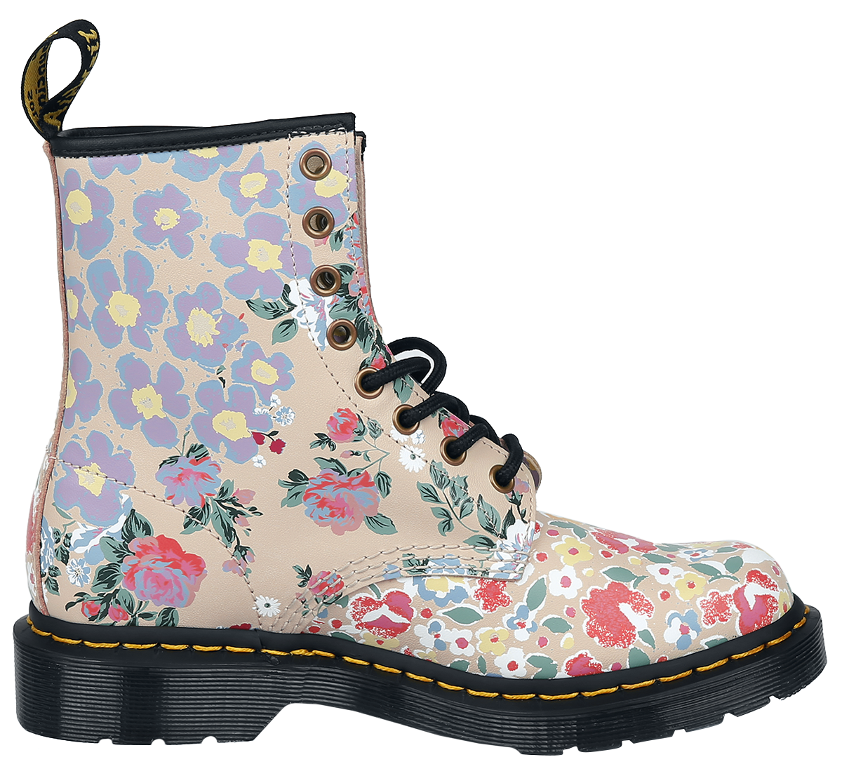Dr. Martens 1460 8 Eye Boot Floral Mash Up Backhand Boot multicolor