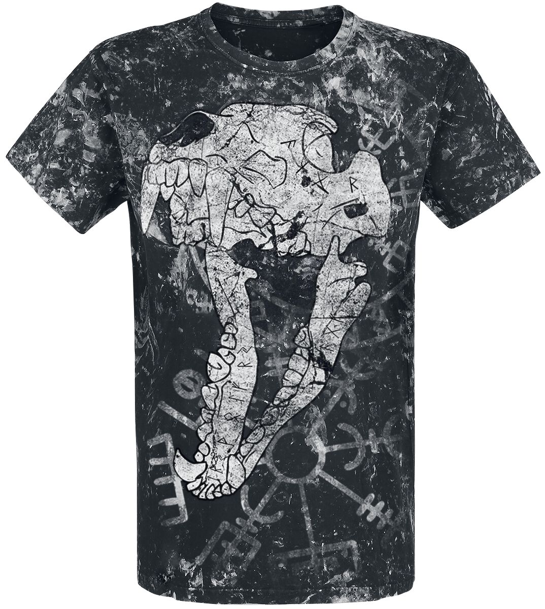 T-Shirt Manches courtes de Outer Vision - Wolf Skull Shirt - M à 3XL - pour Homme - gris foncé/blanc