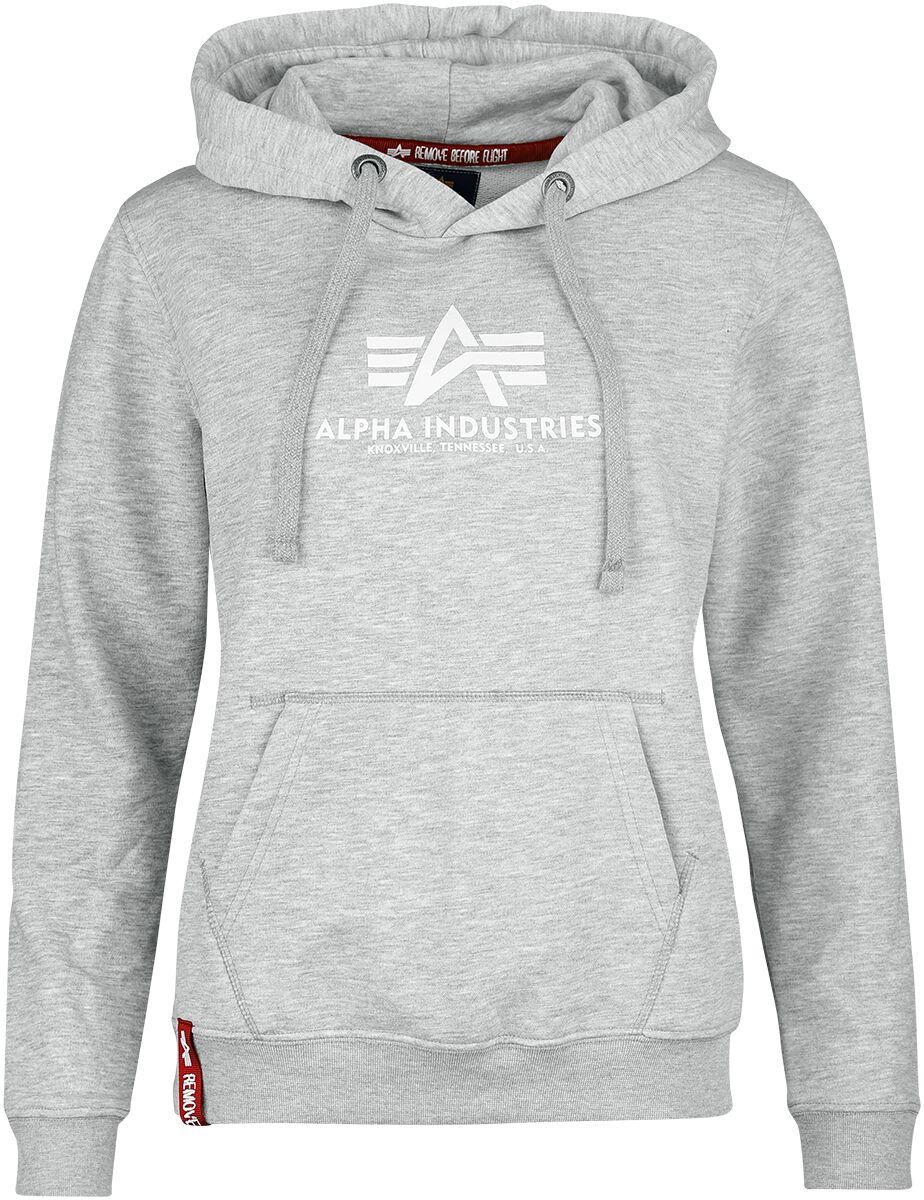 Sweat-shirt à capuche de Alpha Industries - NEW BASIC HOODY WMN - XS à L - pour Femme - gris chiné