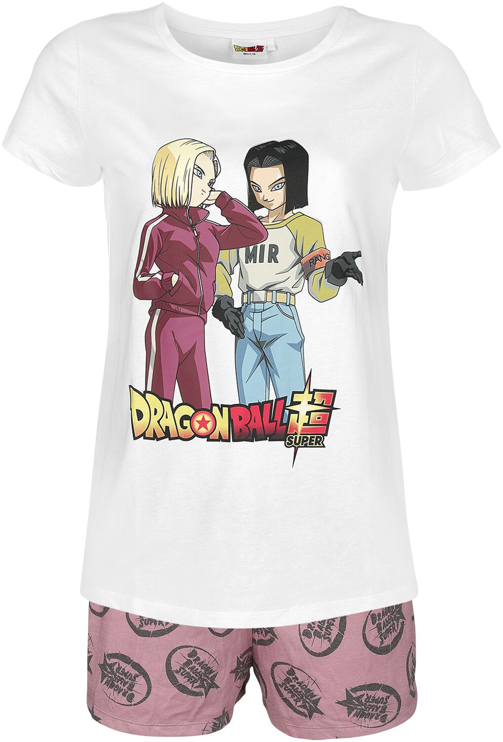 Dragon Ball Super - Androids Schlafanzug weiß rosa in XXL