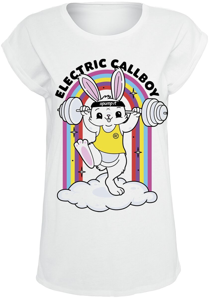 Electric Callboy T-Shirt - Pump It Bunny - XS bis XXL - für Damen - Größe XL - weiß  - Lizenziertes Merchandise!