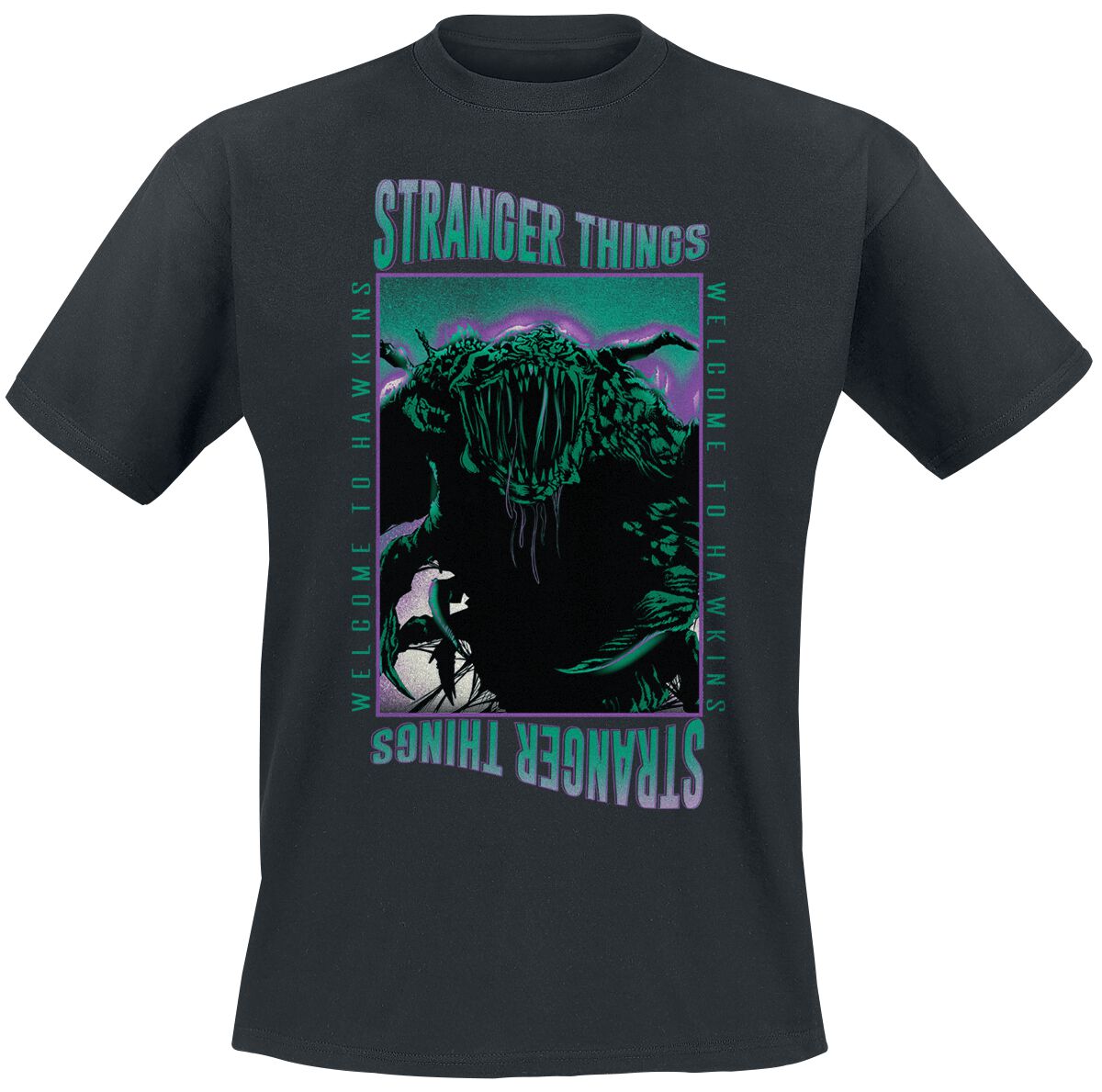 Stranger Things Mind Flayer - Welcome to Hawkins T-Shirt black