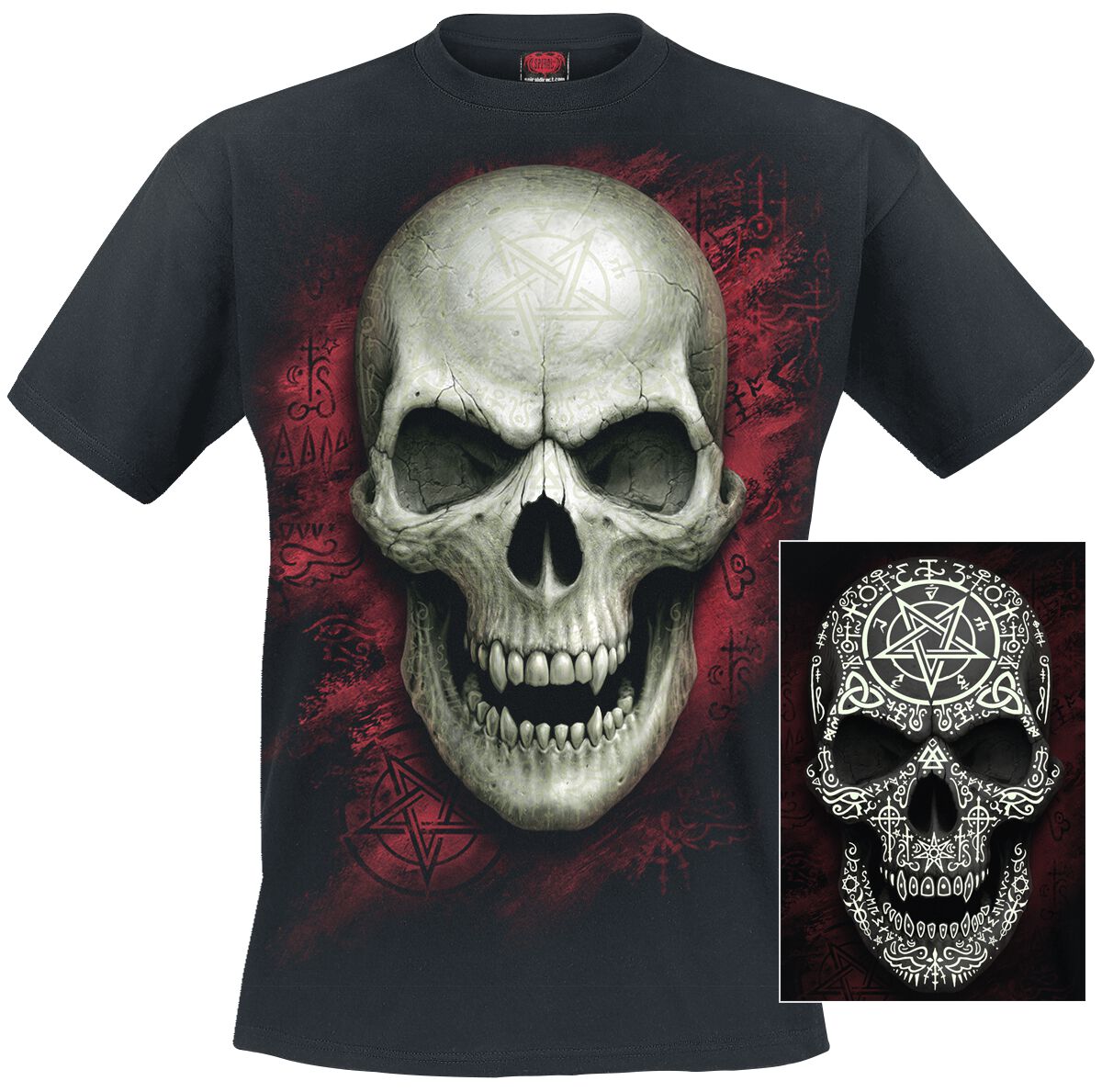 Spiral - Gothic T-Shirt - Gothic Runes - Glow In The Dark - S bis XXL - für Männer - Größe XL - schwarz
