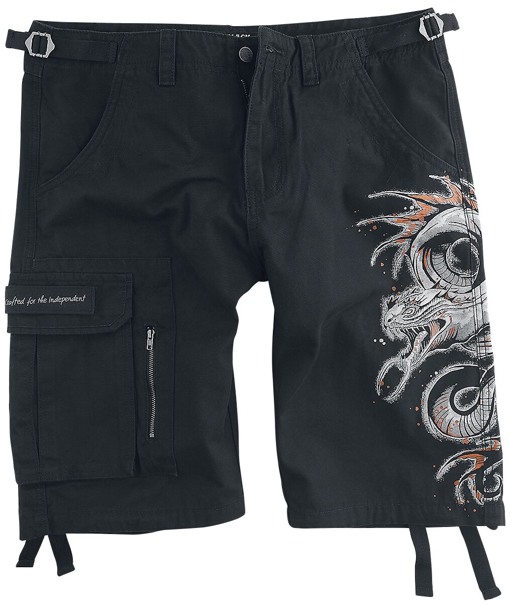 Image of Shorts di Black Premium by EMP - Shorts with dragon print - S a XXL - Uomo - nero