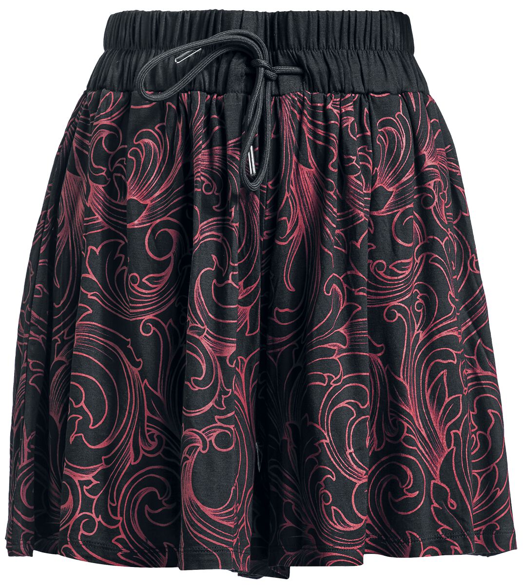 Black Premium by EMP Short - Weiche Stoffshorts mit roten Ornamenten - S bis XXL - für Damen - Größe M - schwarz