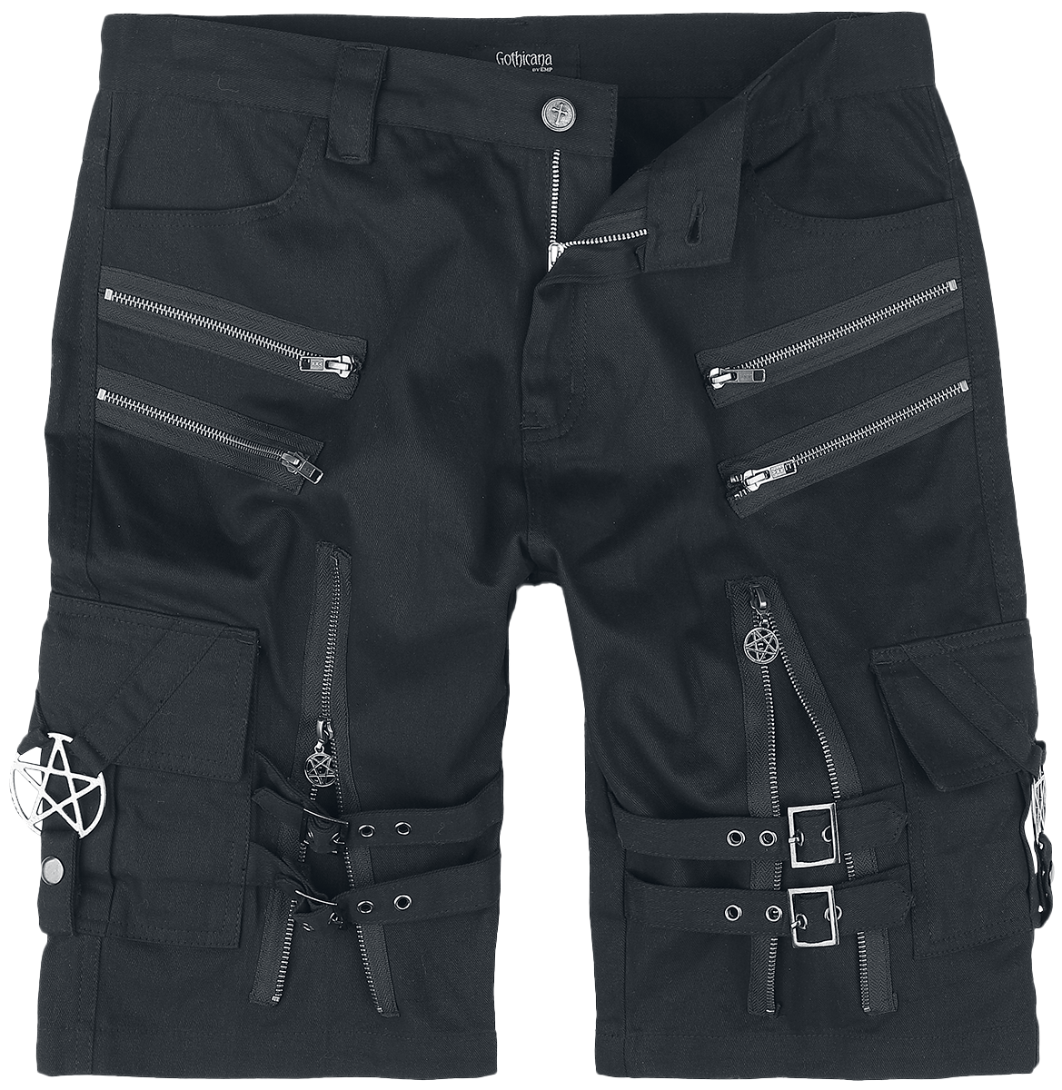 Gothicana by EMP - Shorts with straps buckles and zipper - Short - schwarz - EMP Exklusiv!