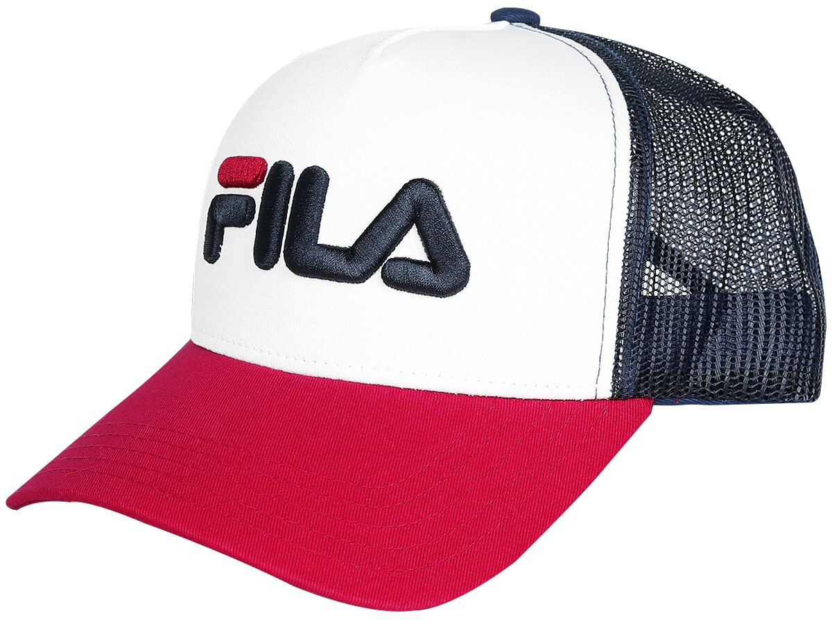 Casquette de Fila - BEPPU TRUCKER CAP linear logo snap back - pour Unisexe - bleu/rouge/blanc