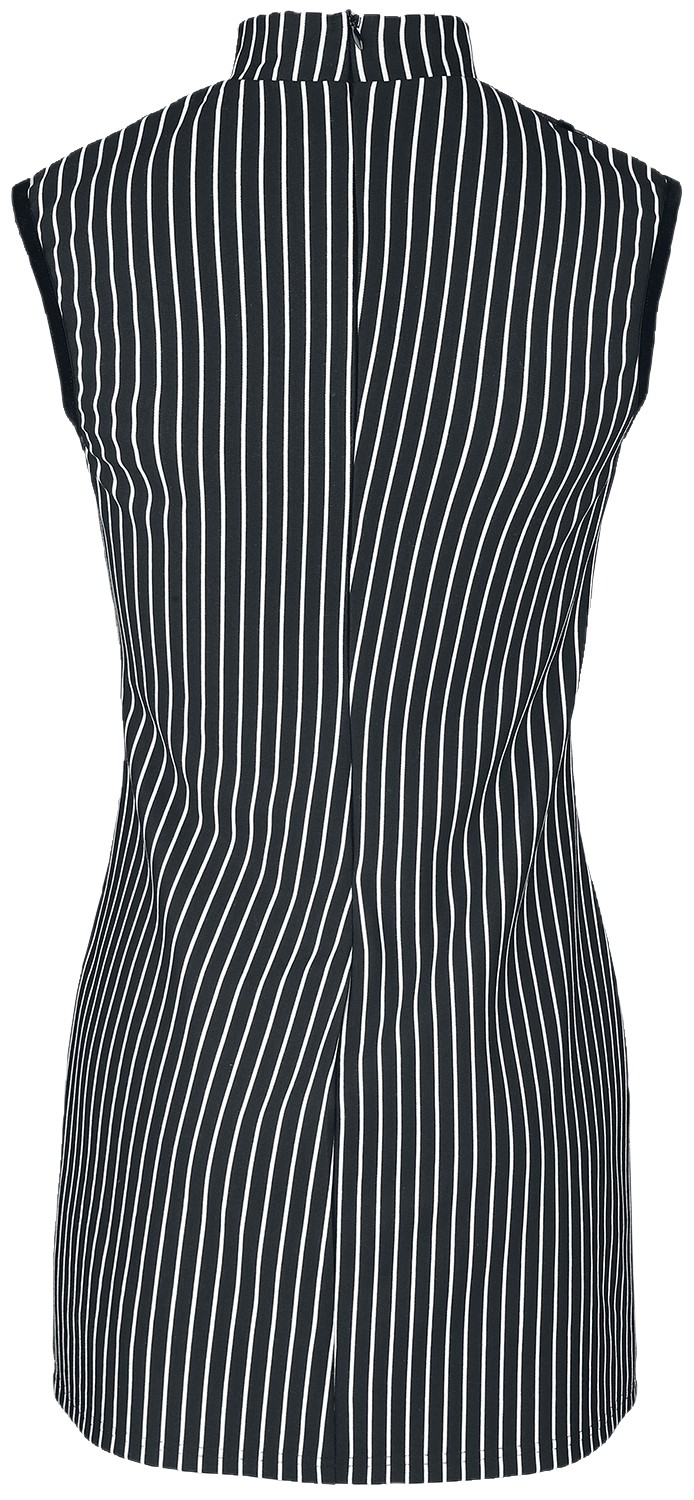 Jawbreaker - Gothic Kurzes Kleid - Pinstripe Spider Web Dress - XS bis XXL - für Damen - Größe XL - schwarz/weiß