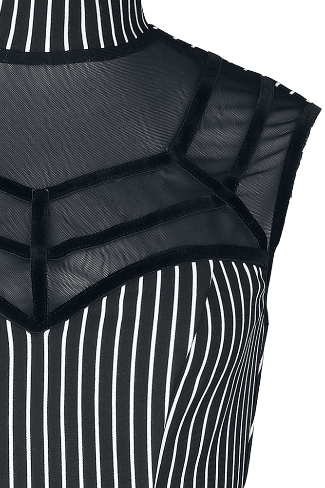 Jawbreaker Pinstripe Spider Web Dress Kurzes Kleid schwarz weiß