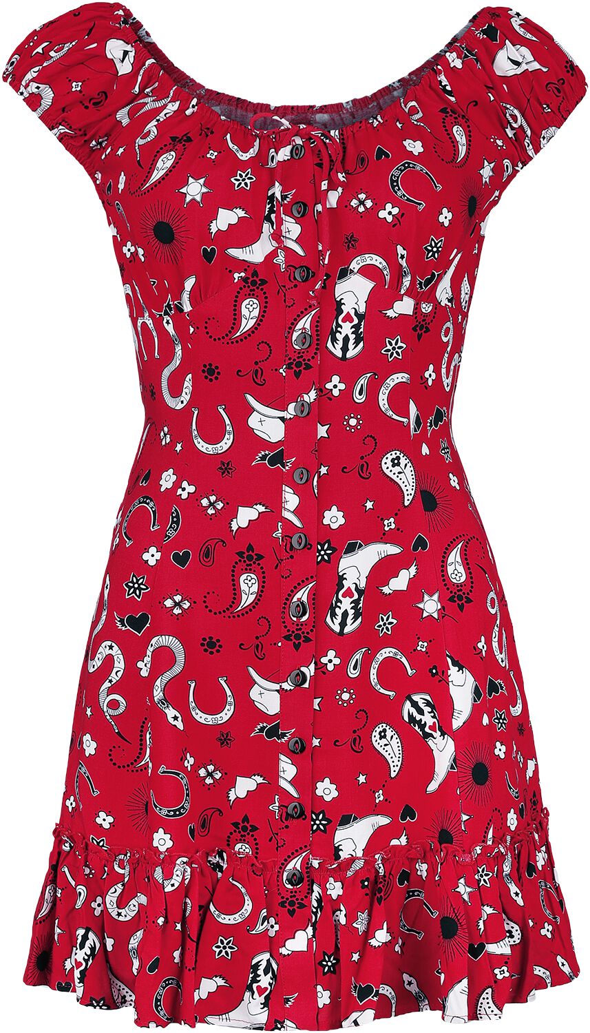 Robe courte de Hell Bunny - Emmylou Mini Dress - XS à L - pour Femme - rouge/noir/blanc