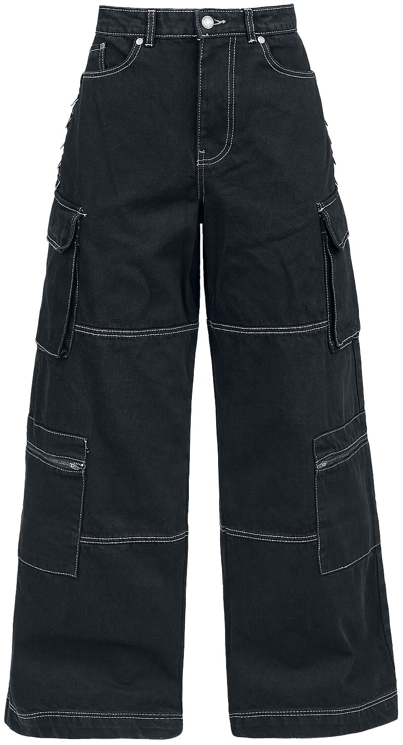 Hell Bunny Cargohose Cameron Jeans XS bis XL für Damen Größe M schwarz  - Onlineshop EMP