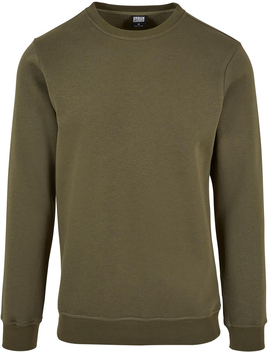 Urban Classics Sweatshirt - Basic Terry Crew - XXL bis 4XL - für Männer - Größe XXL - oliv