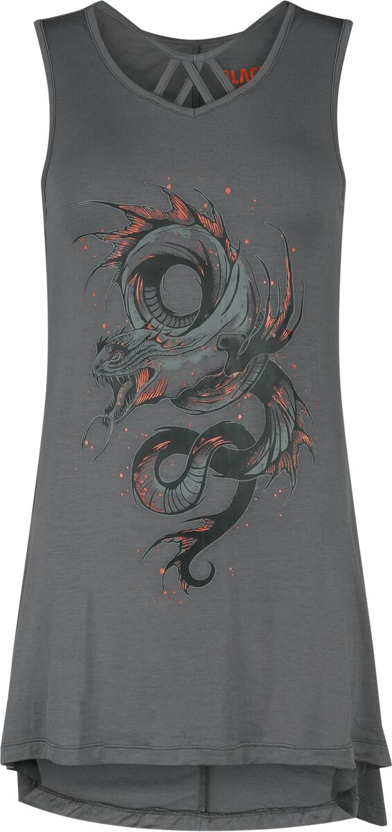 Levně Black Premium by EMP Mullet Shirt with Dragon Print Dámský top šedá
