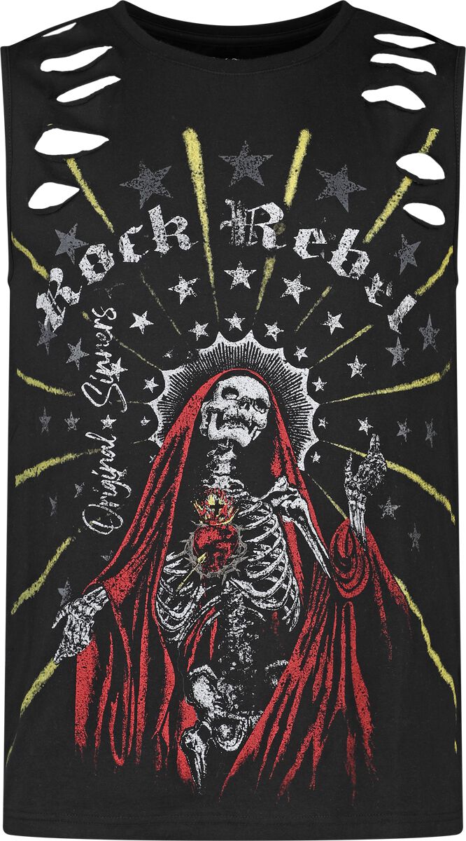 Levně Rock Rebel by EMP Top With Skeleton Madonna Frontprint Tank top černá