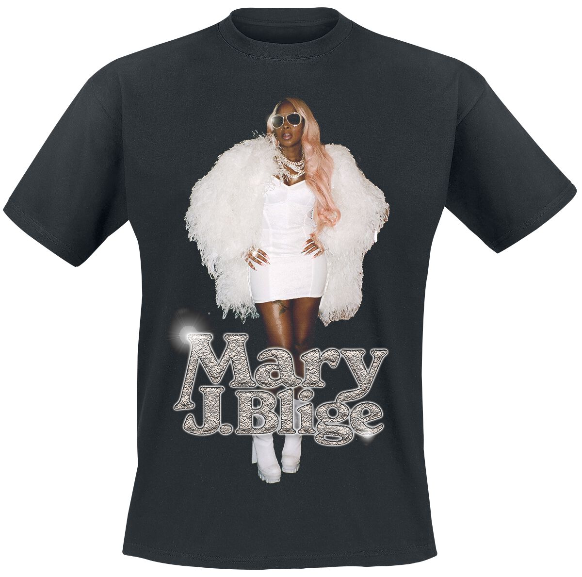 Levně Mary J. Blige Photo Glossy Tričko černá