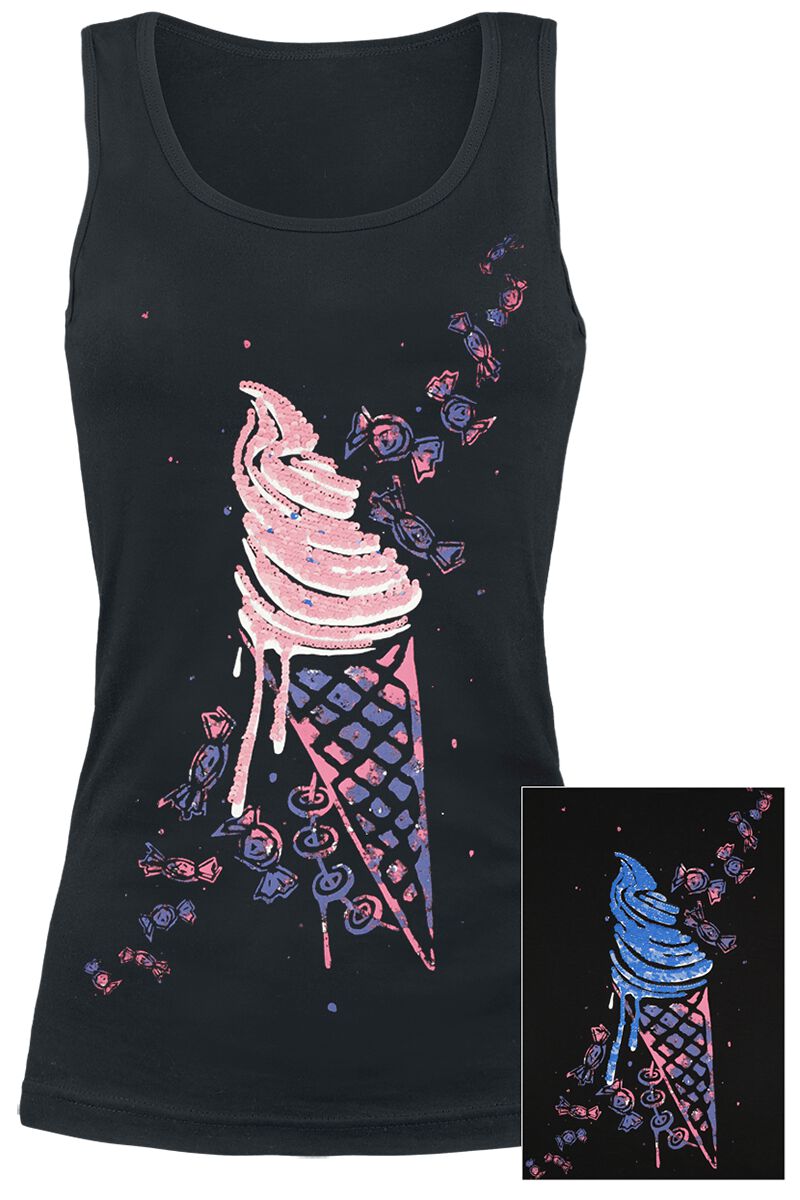 Image of Top di Full Volume by EMP - Tank top with sequins and print - S a XXL - Donna - nero