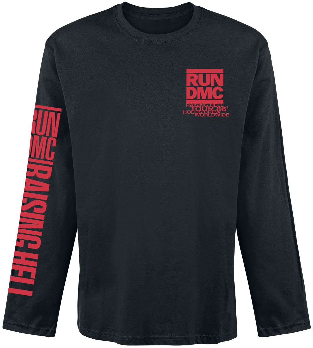 Run DMC Langarmshirt - Raising Hell Tour 86 - S bis XXL - für Männer - Größe M - schwarz  - Lizenziertes Merchandise!