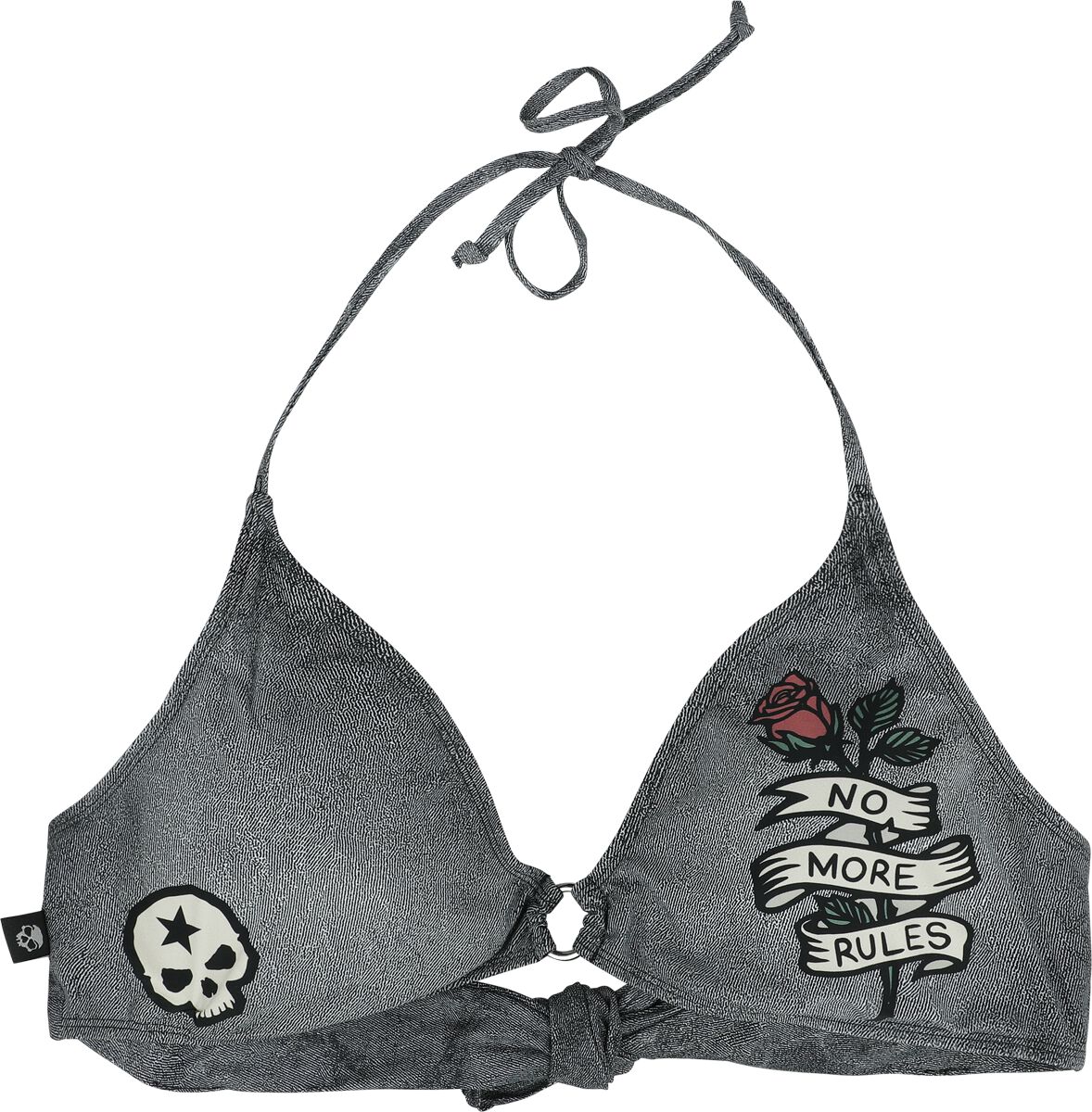 Rock Rebel by EMP Bikini Top With Old Skool Prints Bikini-Oberteil dunkelgrau schwarz in M