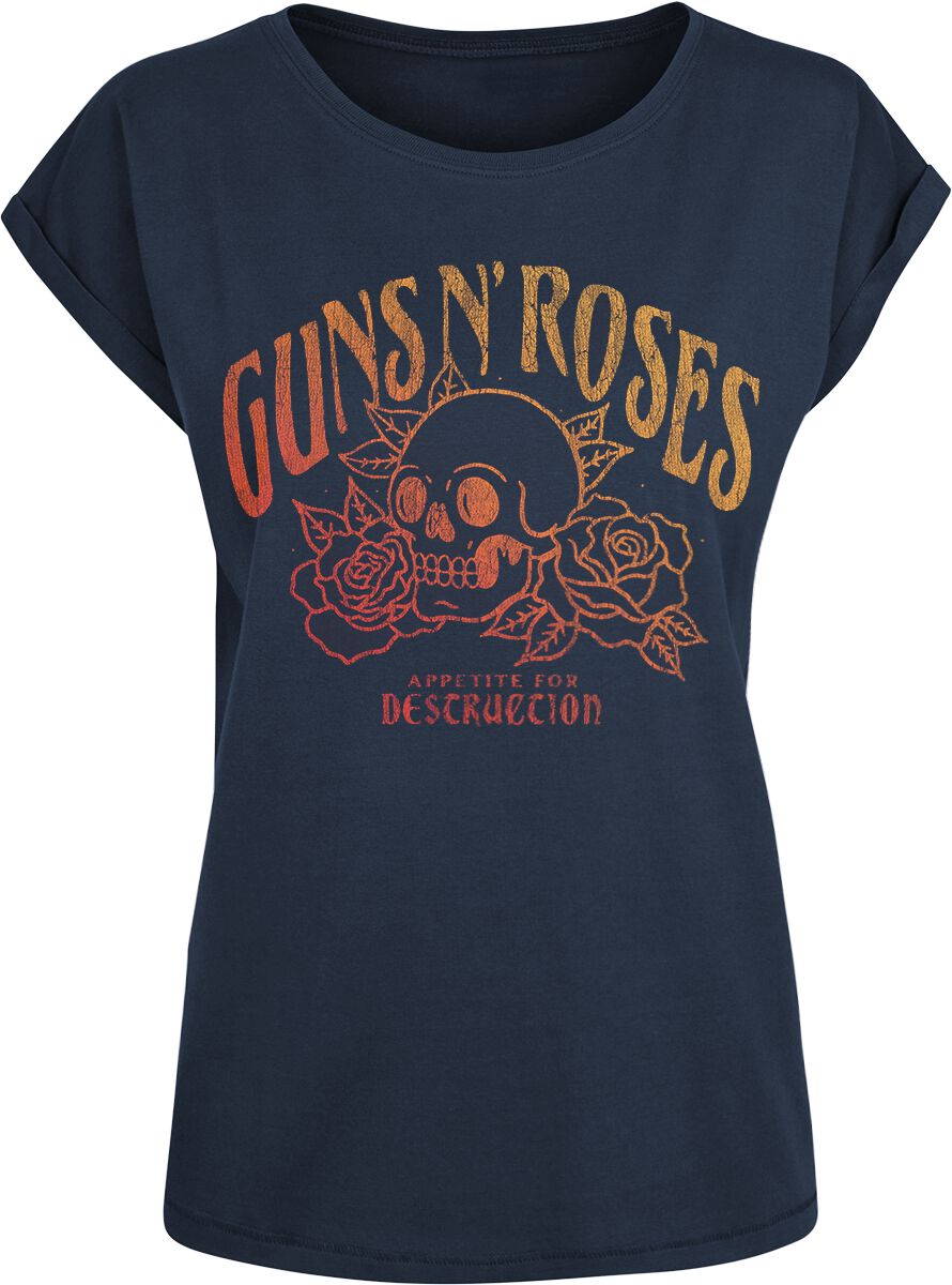 Levně Guns N' Roses Appetite For Destruction Skull Dámské tričko námořnická modrá
