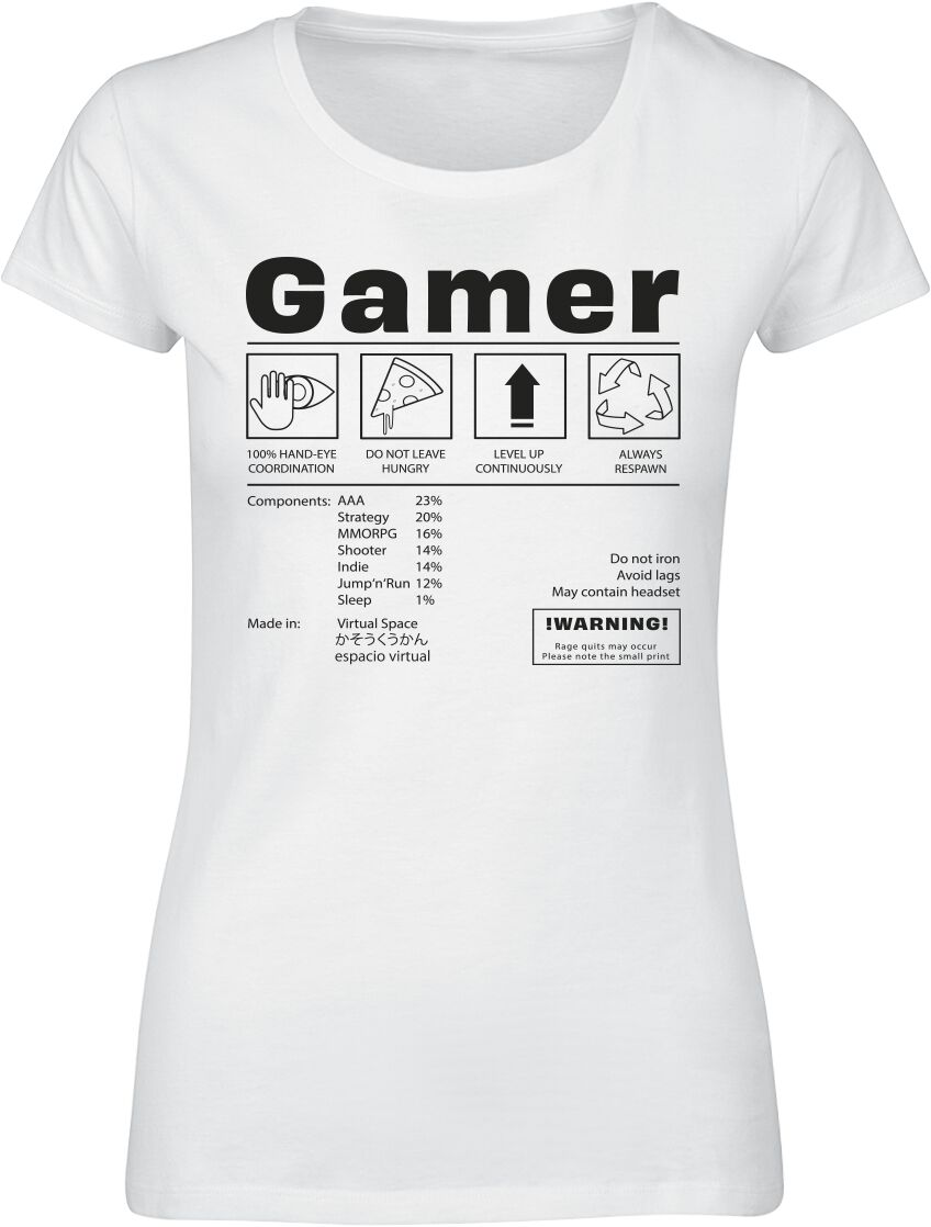 Funshirt Gamer Label T-Shirt weiß Funshirt Gamer Label T-Shirt weiß