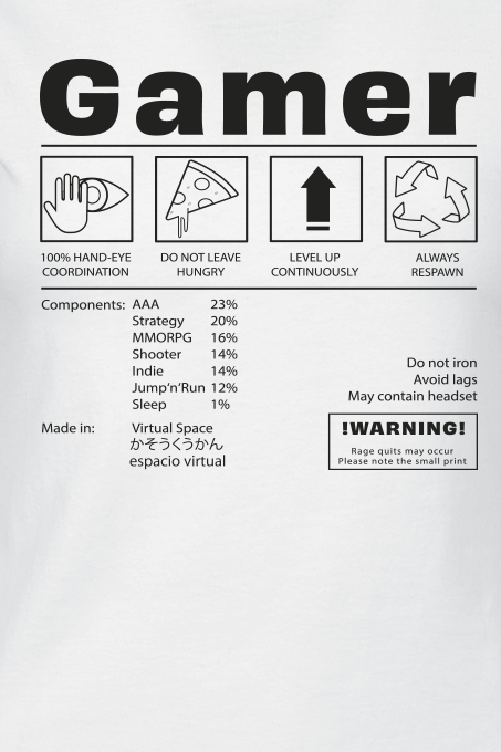 Funshirt Gamer Label T-Shirt weiß