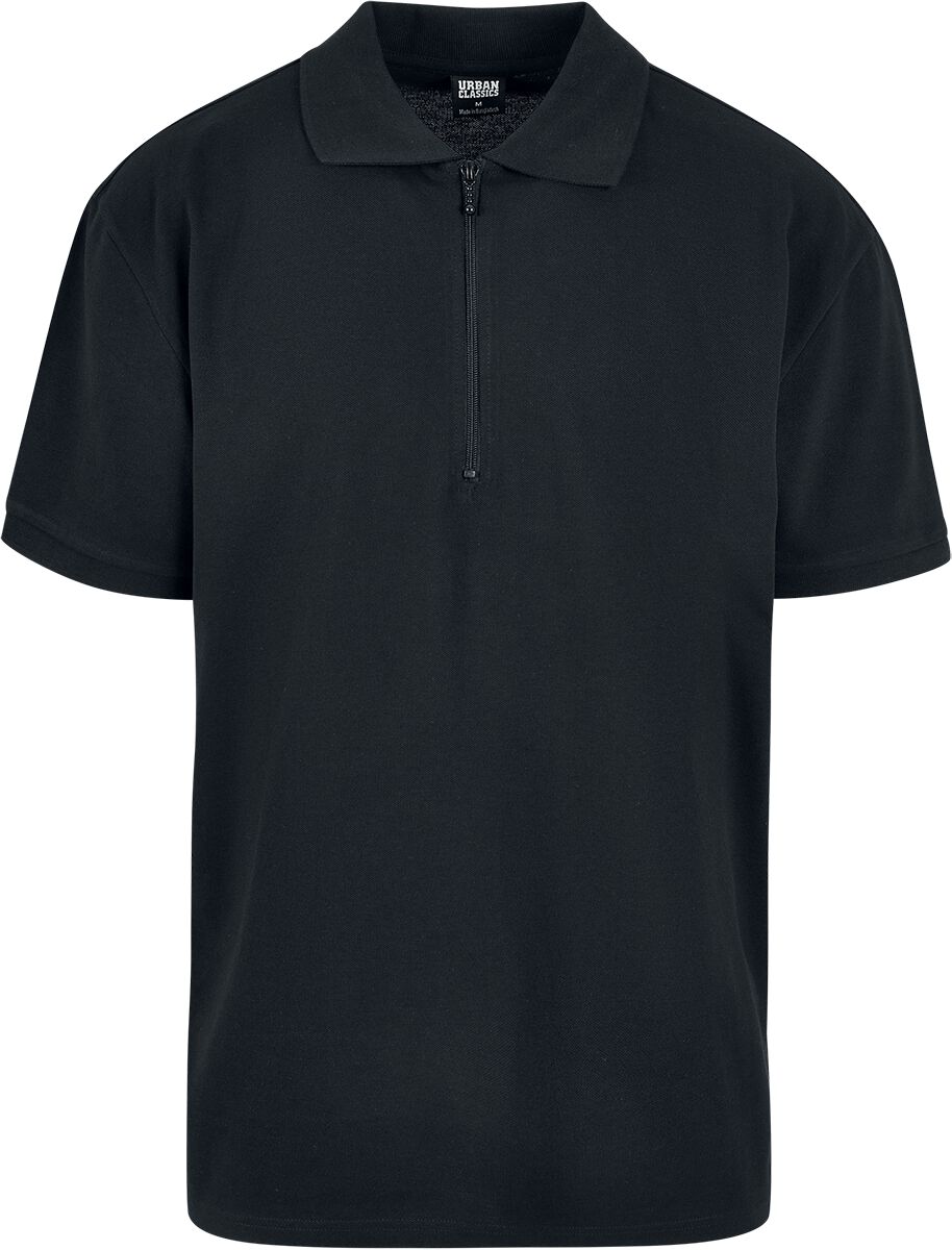 Urban Classics Poloshirt - Oversized Zip Polo - M bis L - für Männer - Größe L - schwarz