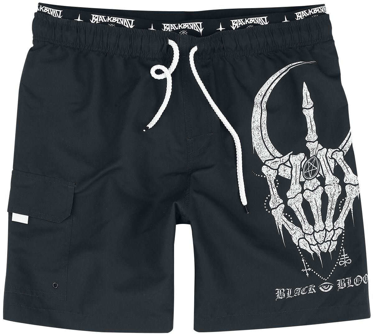Image of Bermuda di Gothicana by EMP - Swim Shorts With Moon and Skull Hand - S a XXL - Uomo - nero