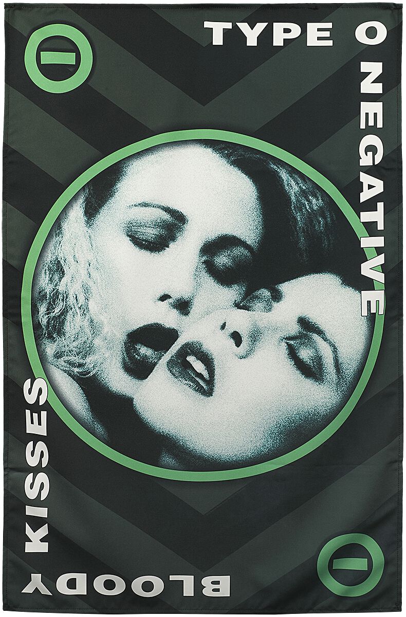 Type O Negative Flagge - Bloody Kisses - grau/schwarz/weiß  - Lizenziertes Merchandise!