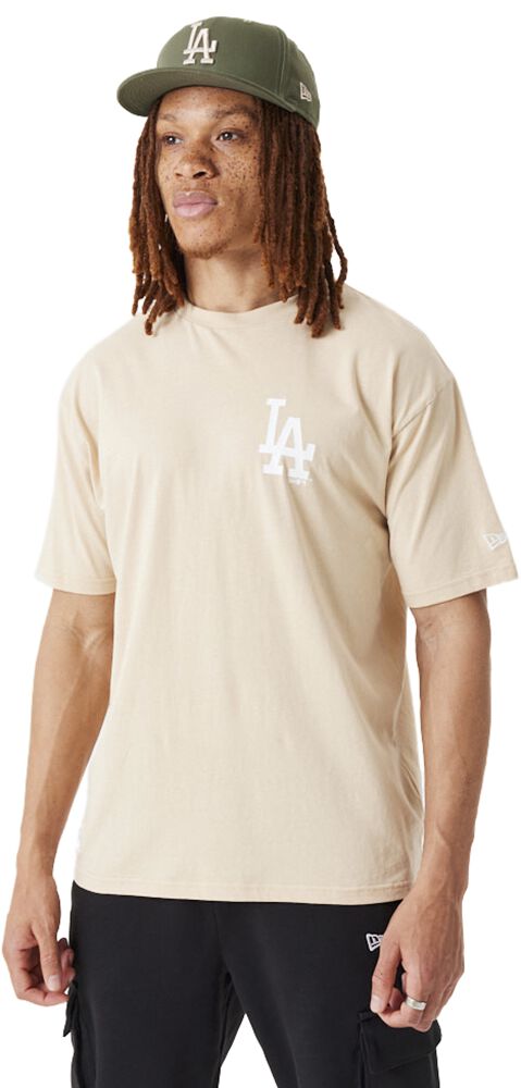 New Era - MLB T-Shirt - League Essentials Tee - LA Dodgers - S bis 4XL - Größe L - beige