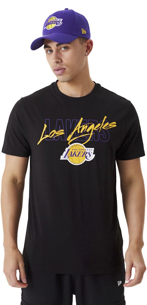 New Era - NBA Script Tee - Los Angeles Lakers T-Shirt schwarz in XL