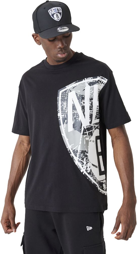 New Era - NBA T-Shirt - Large Team Logos Tee - Brooklyn Nets - S bis 4XL - Größe M - schwarz