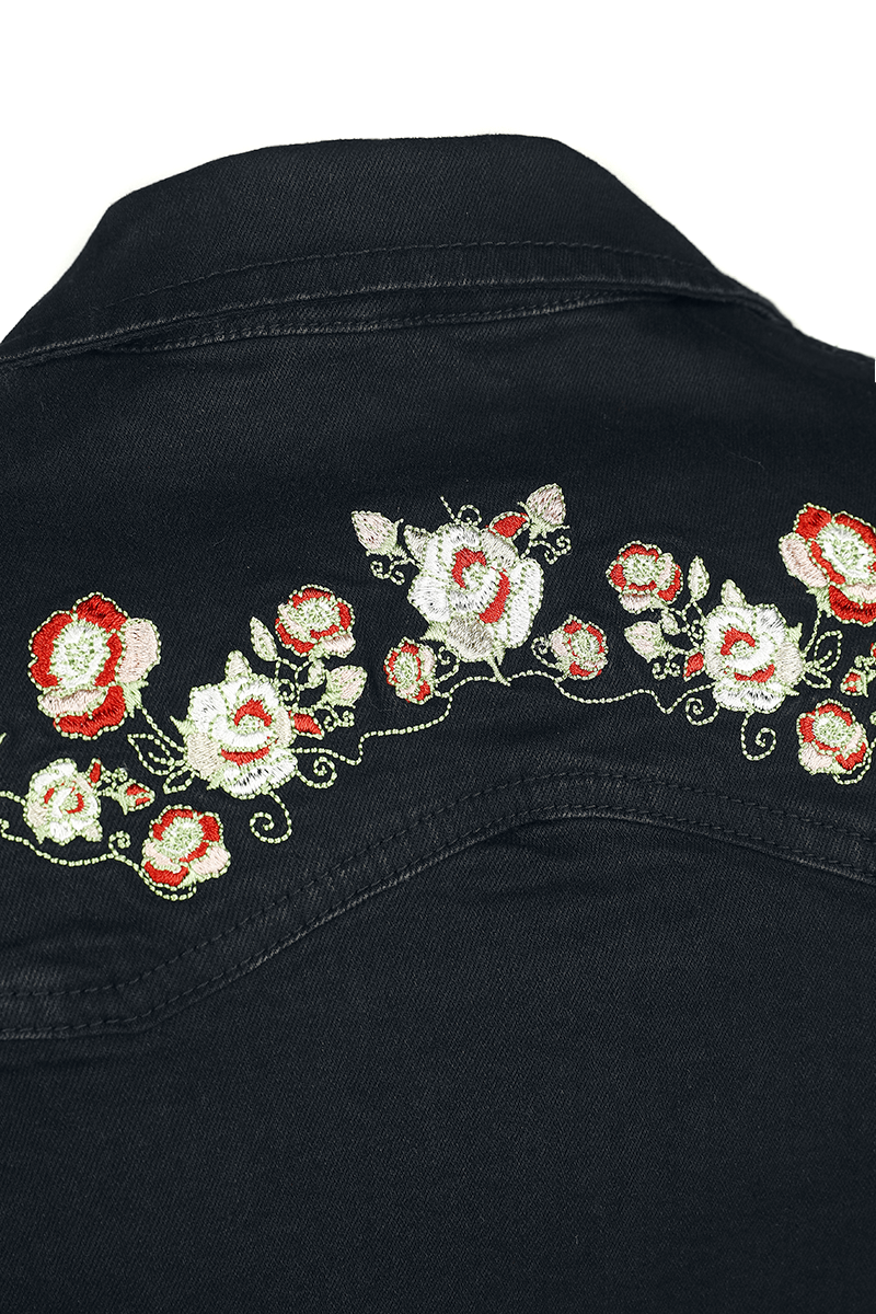 Queen Kerosin 50s Swing Jeanskleid Mittellanges Kleid schwarz